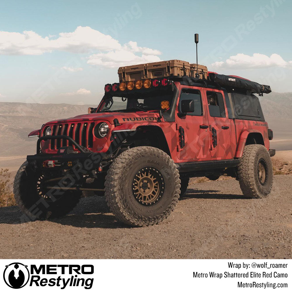 red shattered camo jeep wrap