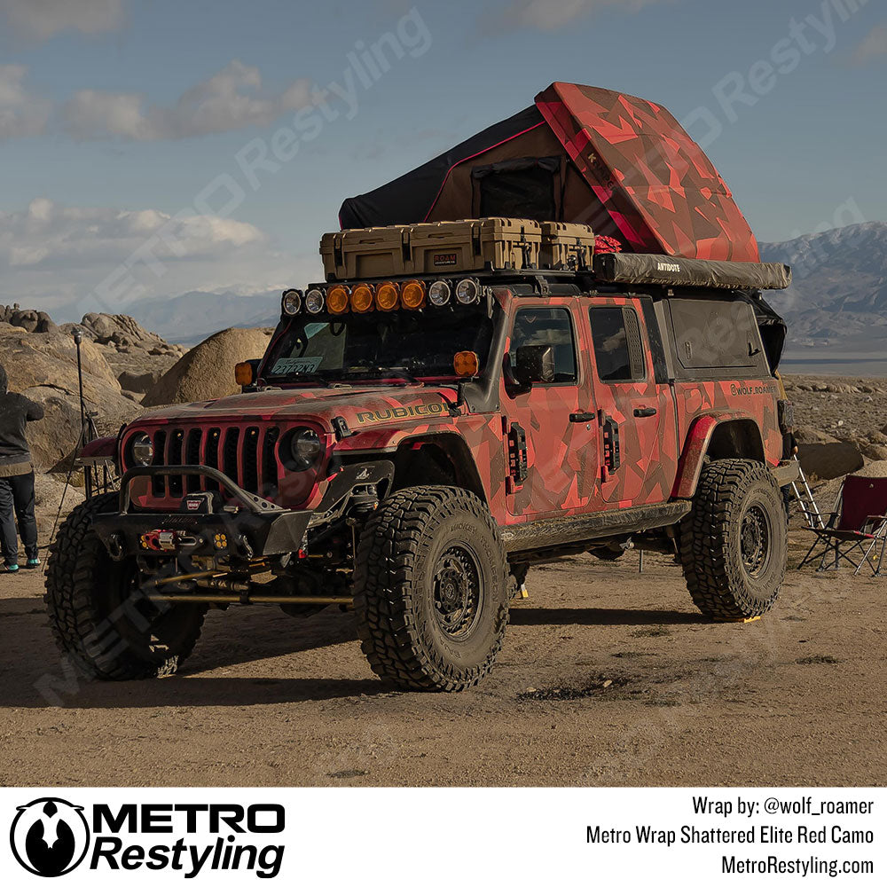 red shattered camo jeep wrap