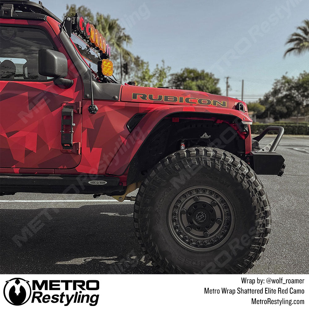 red shattered camo jeep wrap