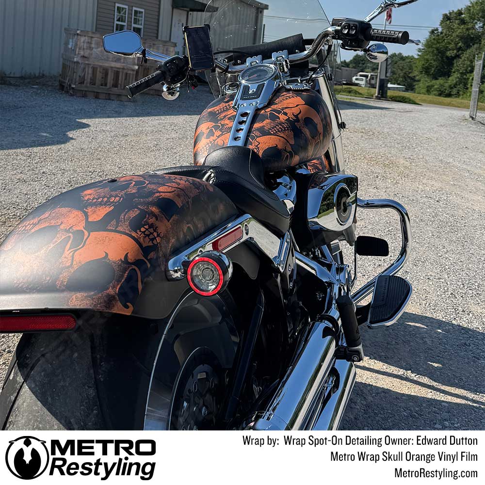 Metro Wrap Skull Orange Vinyl Film