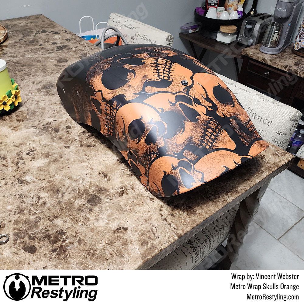 orange skull motorcycle wrap