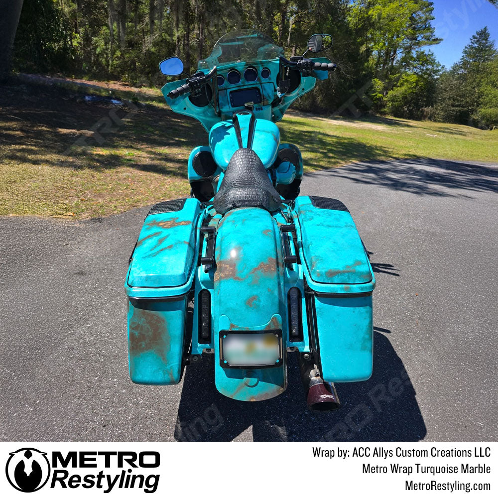 turquoise marble motorcycle wrap