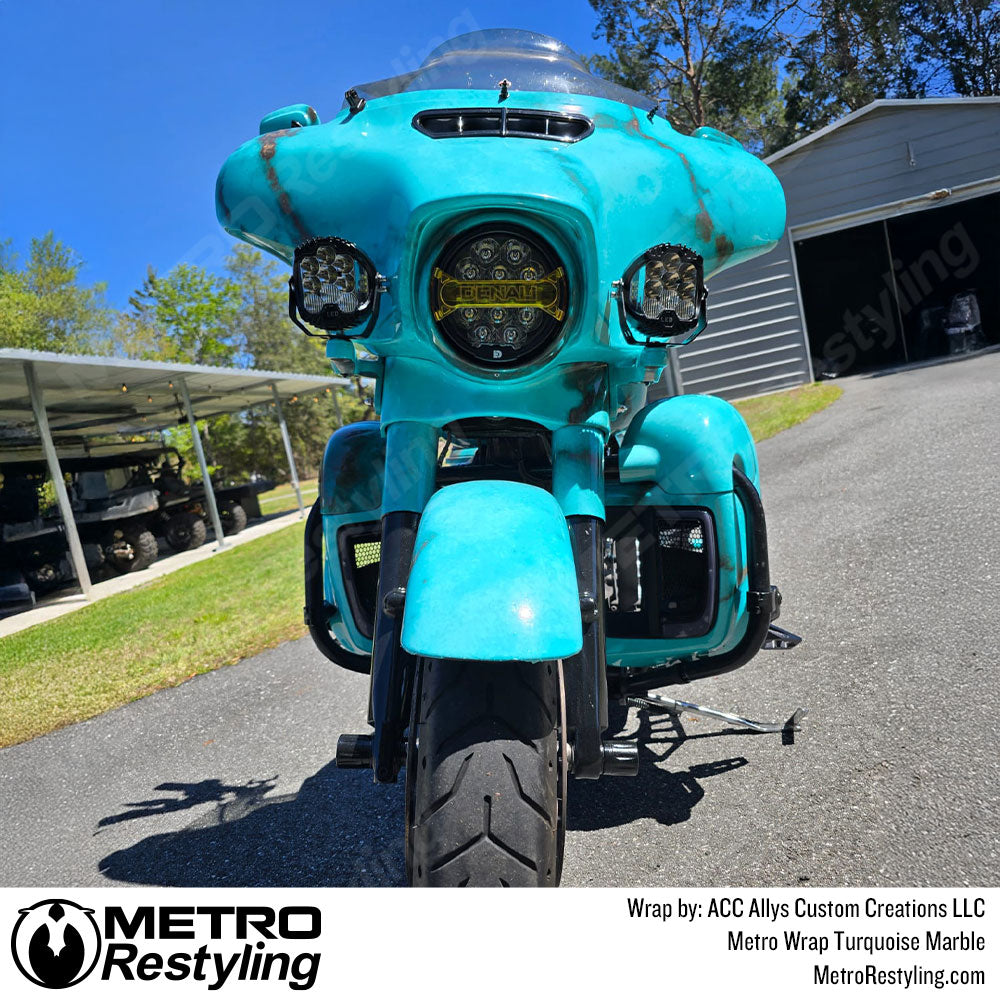turquoise marble motorcycle wrap