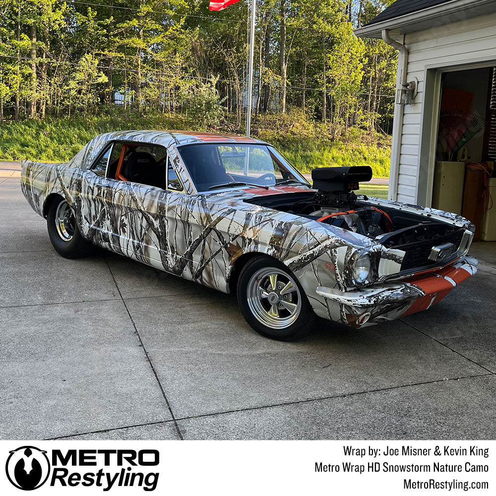 snow camo mustang wrap