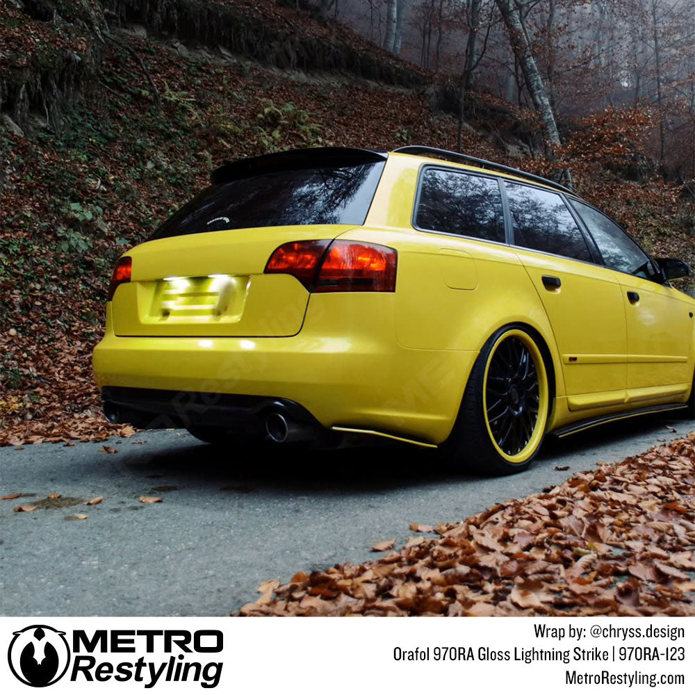 Audi with yellow color change vinyl