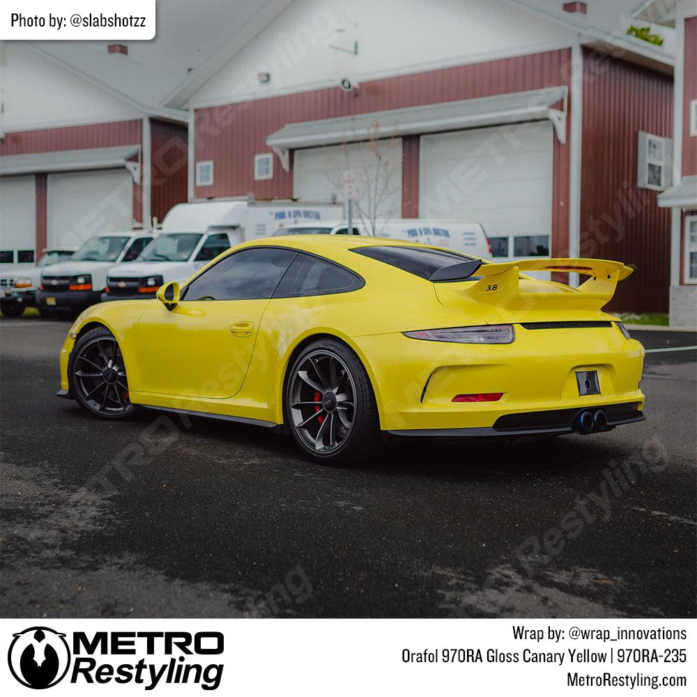 yellow porsche wrap