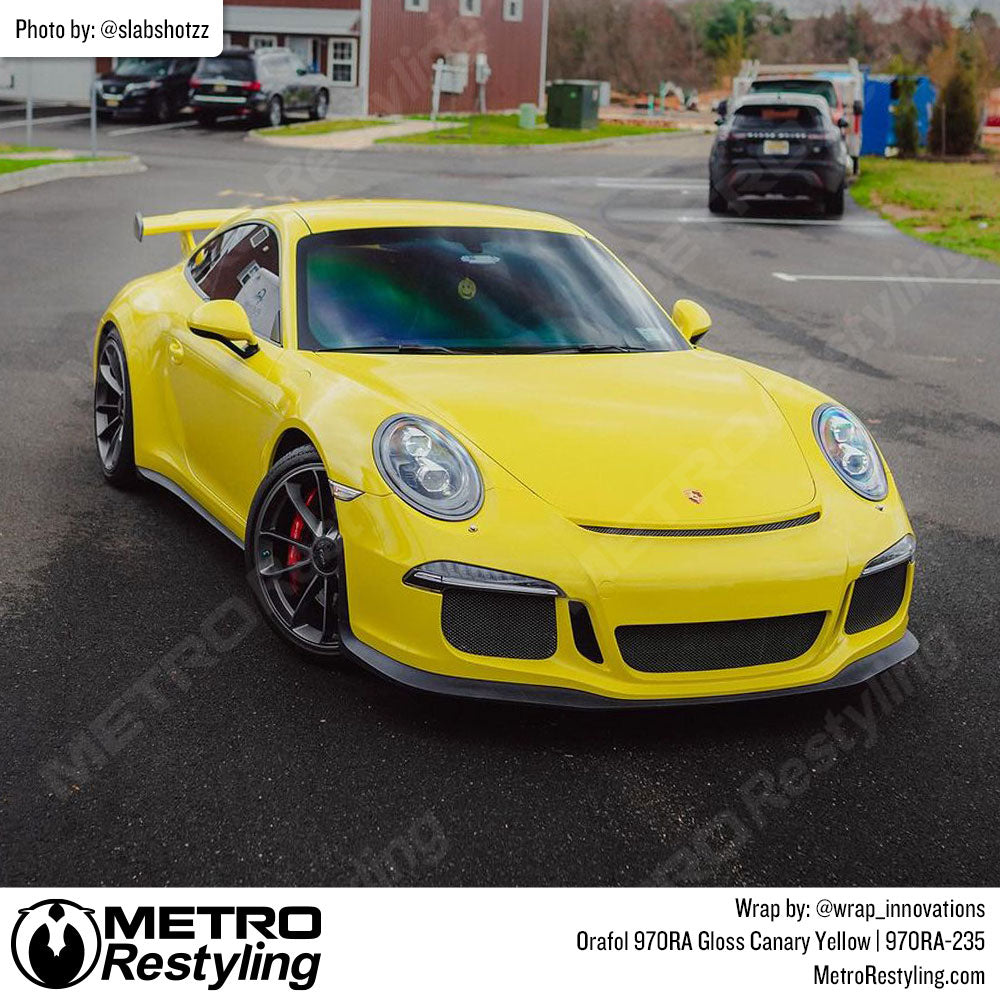 yellow porsche wrap