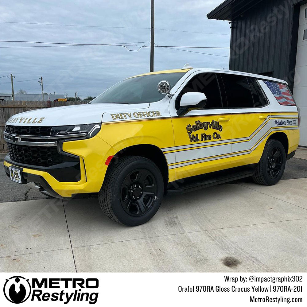 Yellow Chevy Tahoe Wrap