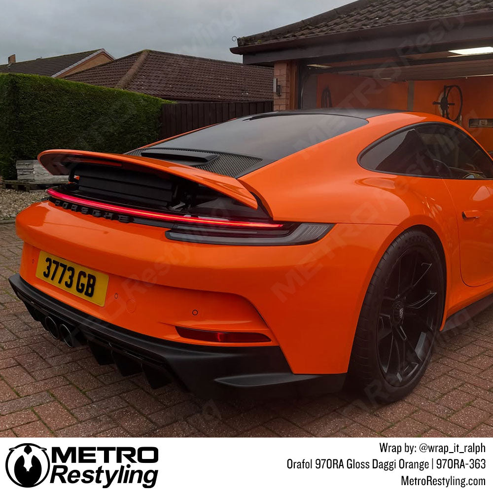 Orange Porsche Vinyl Wrap