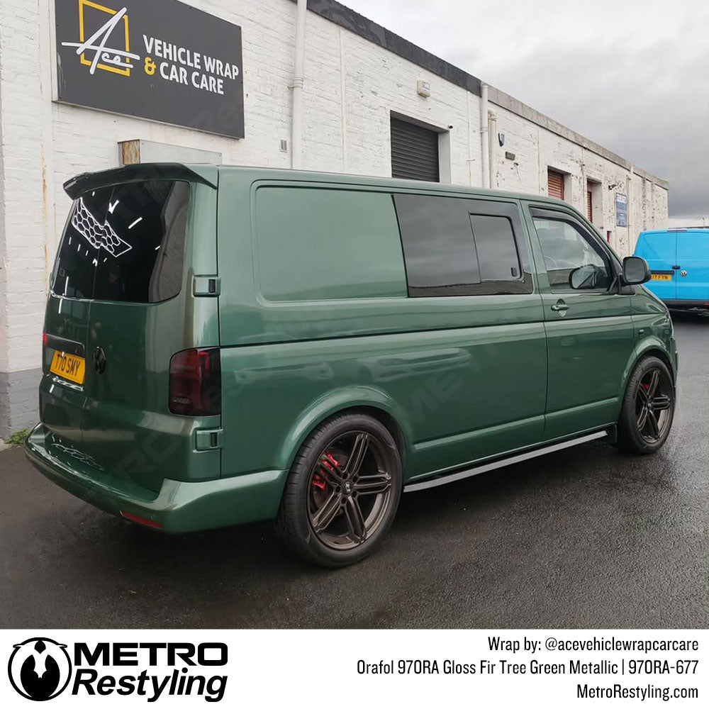 volkswagen van with green wrap