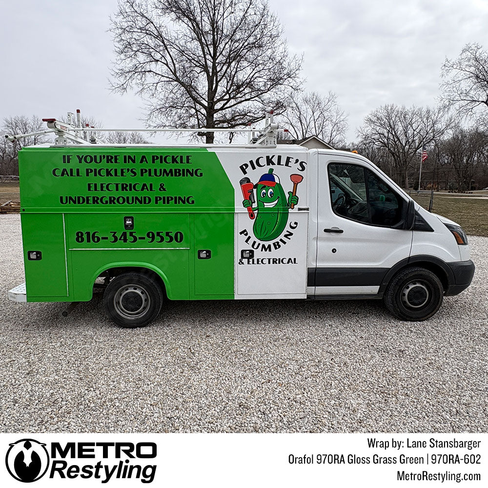 van with green color change vinyl wrap