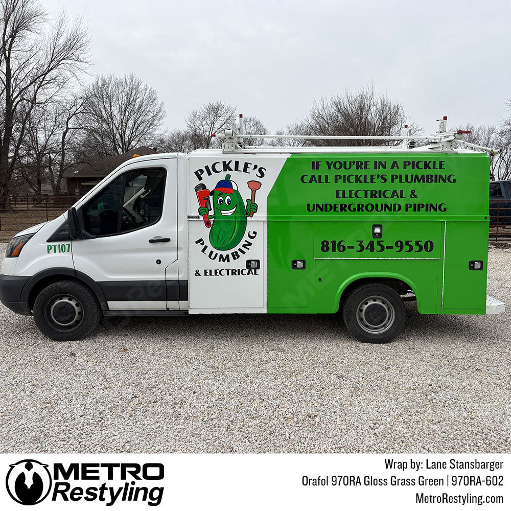van with green color change vinyl wrap
