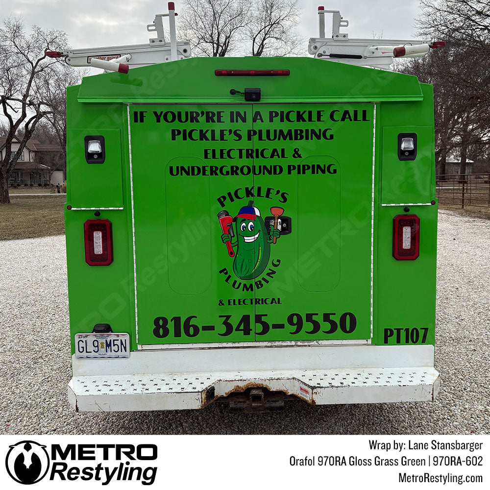 van with green color change vinyl wrap