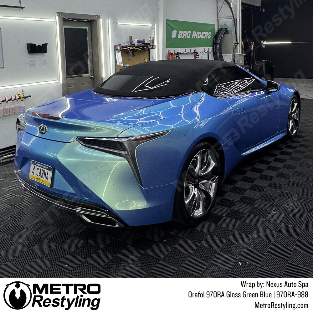 blue green car wrap