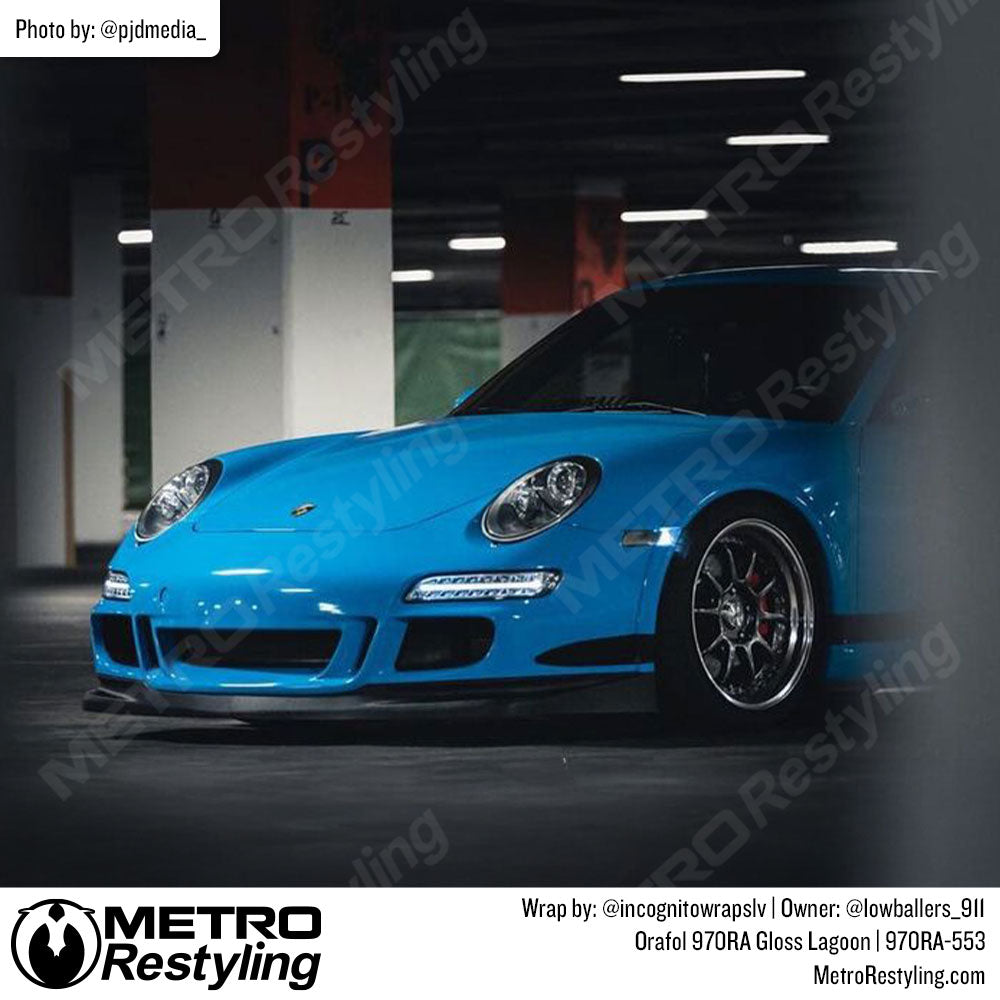 blue porsche wrap