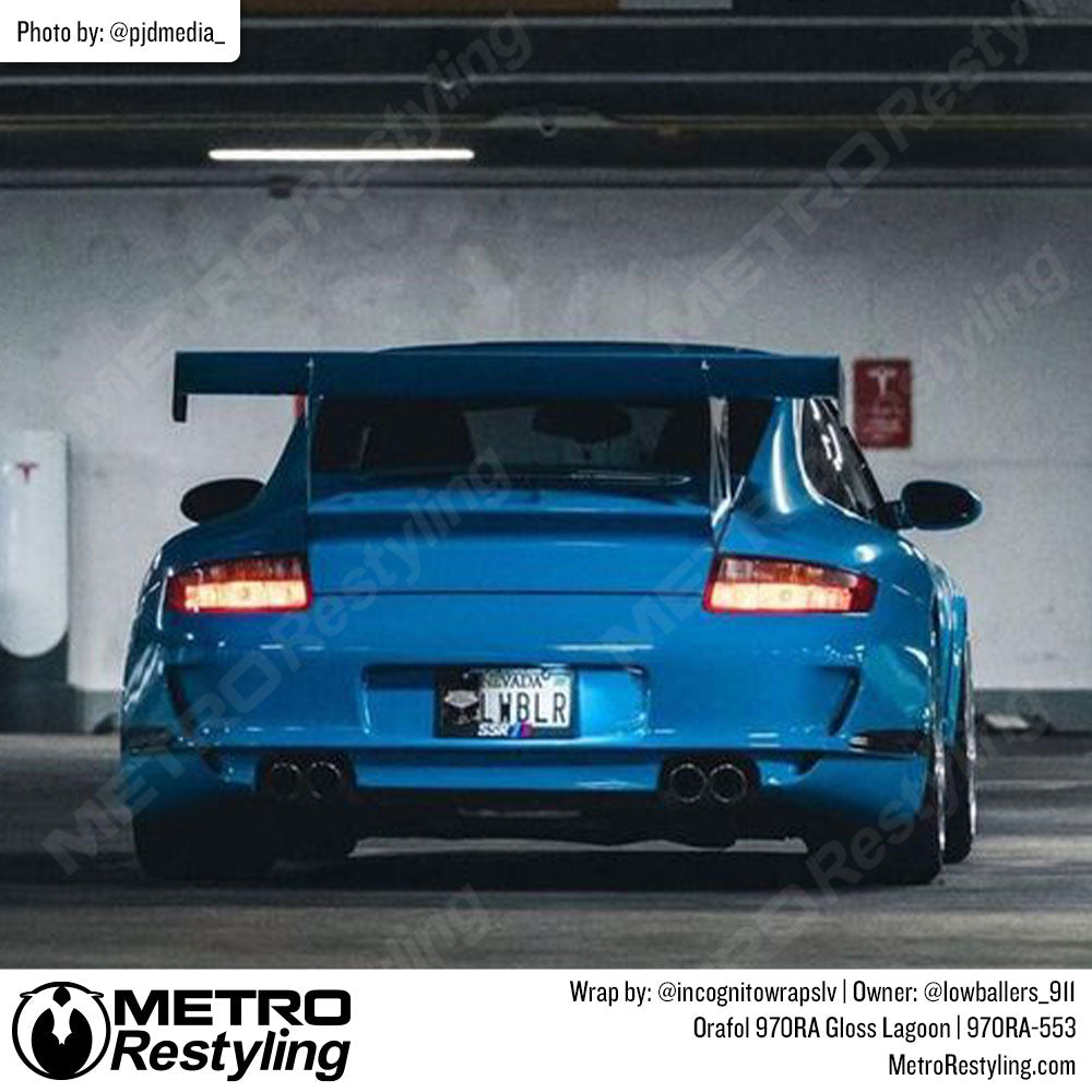 blue porsche wrap