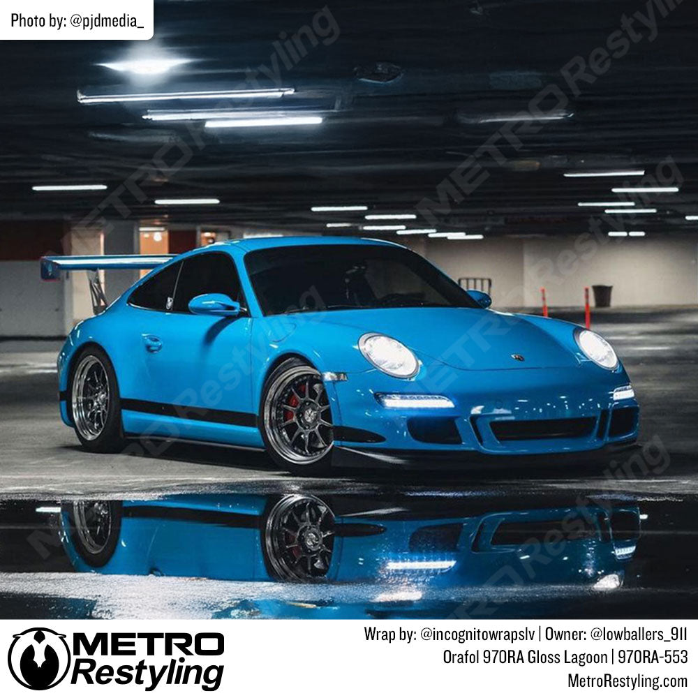 blue porsche wrap