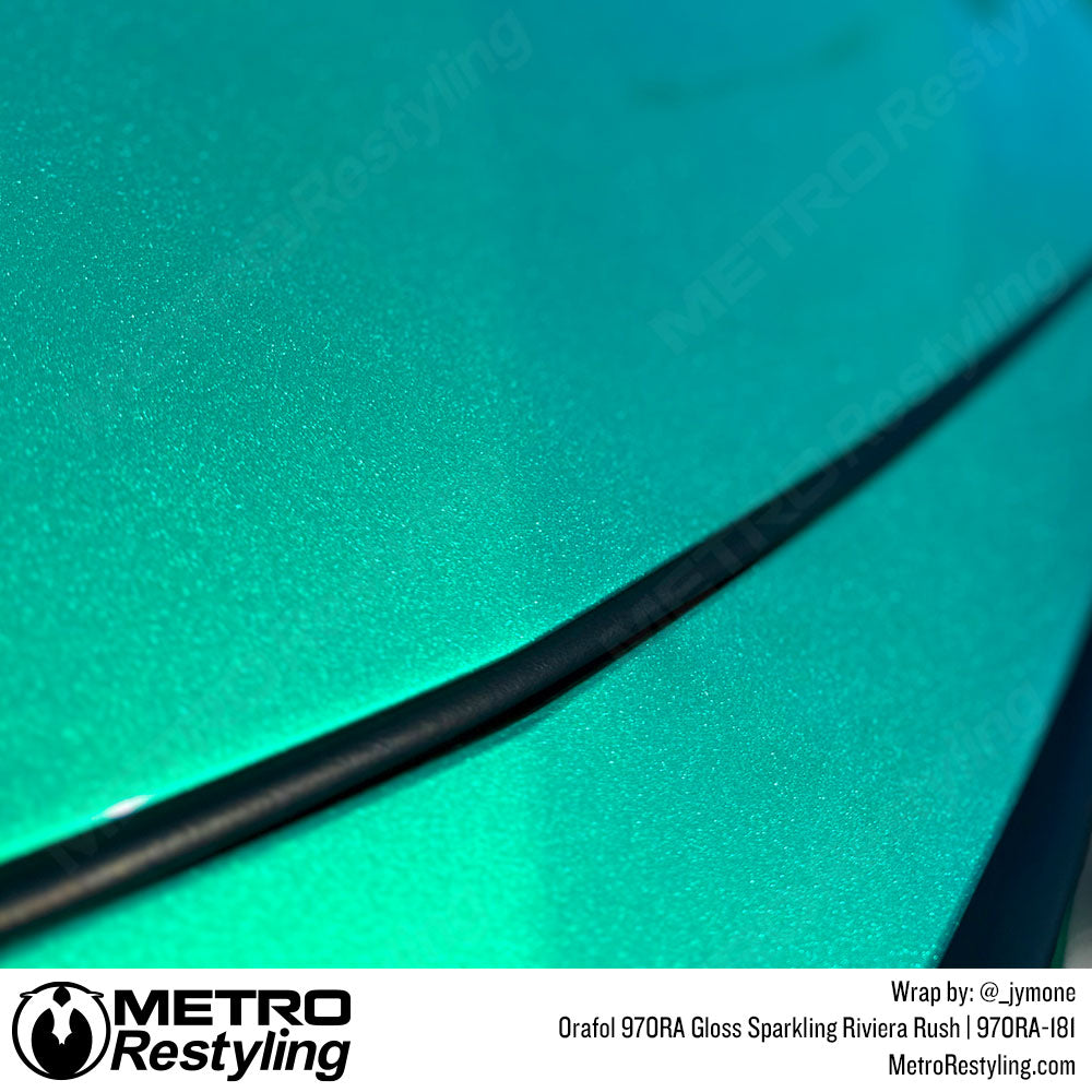 metallic teal car wrap