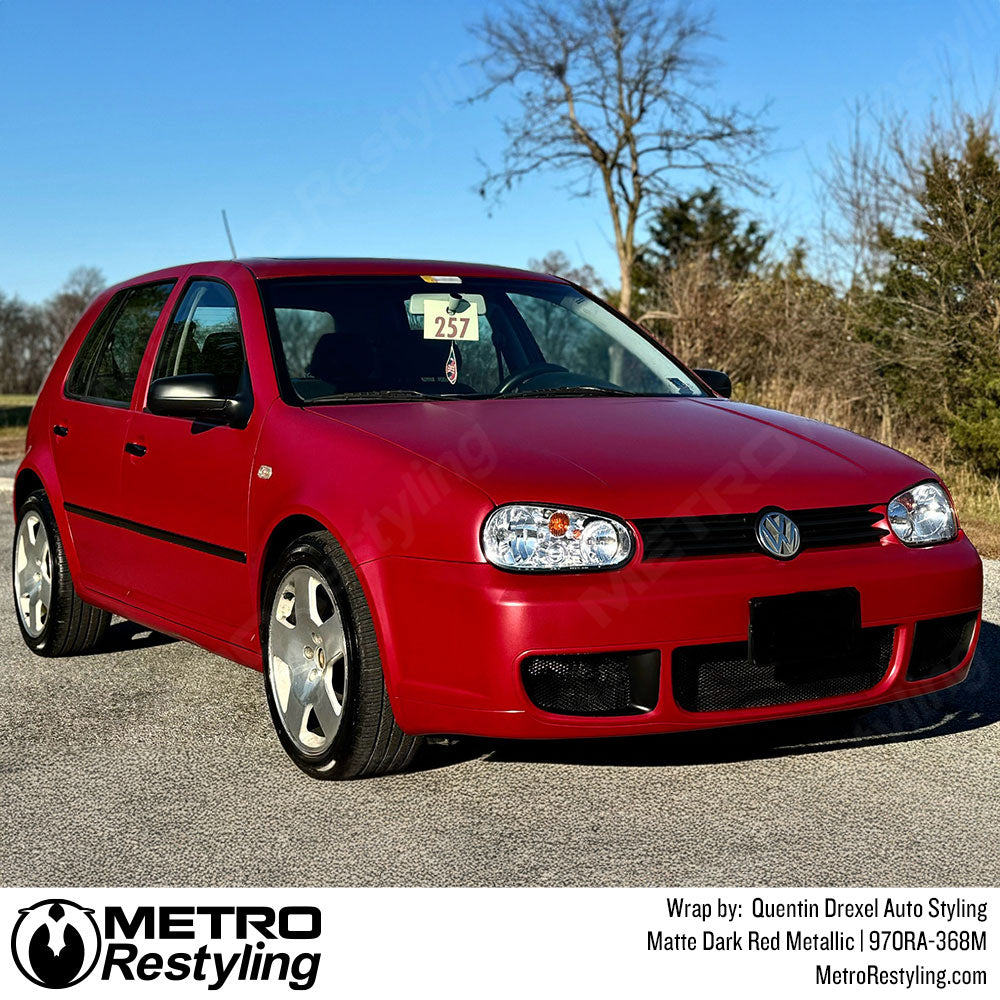 volkswagen with dark red wrap