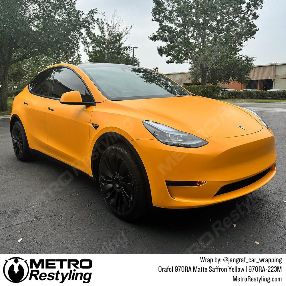 yellow tesla wrap