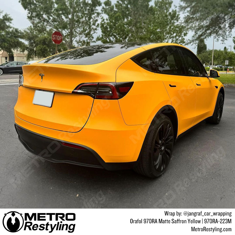 yellow tesla wrap