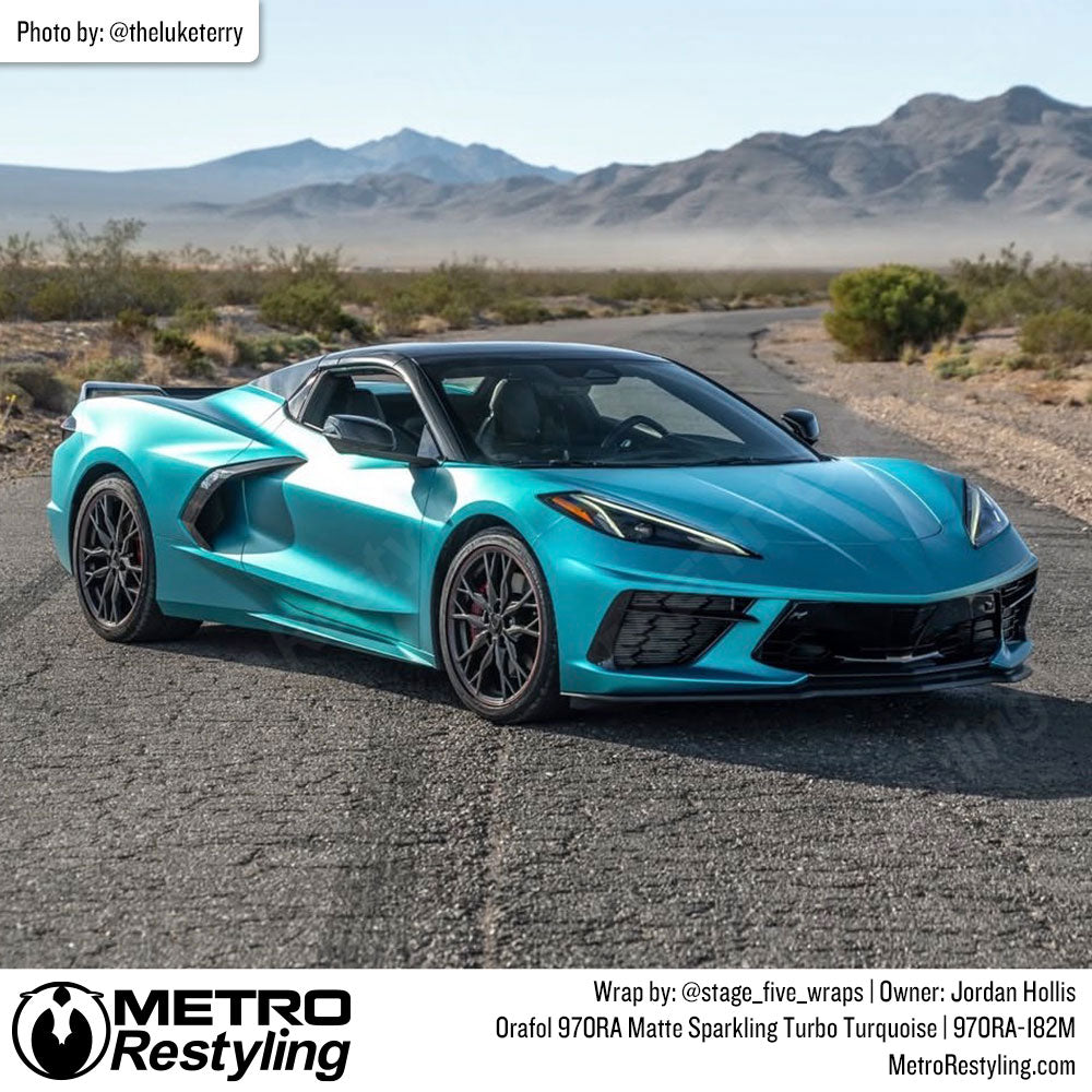 teal corvette wrap
