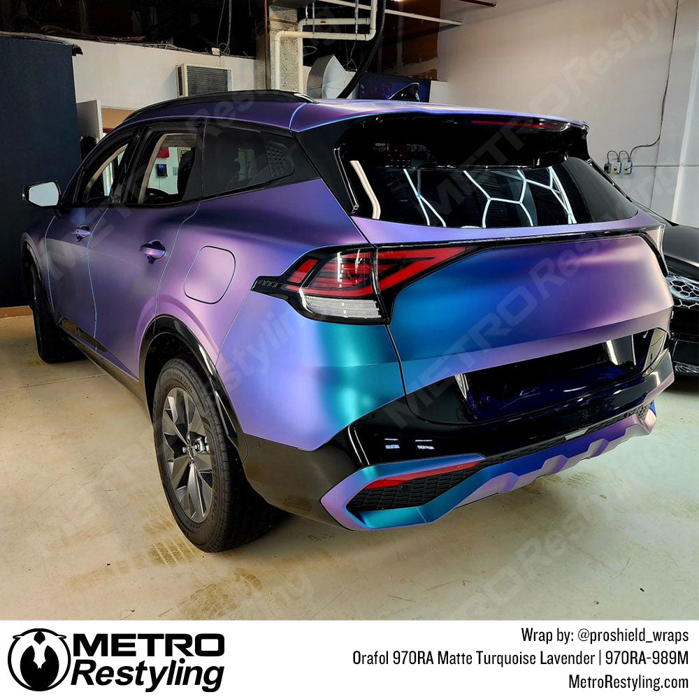 purple blue iridescent kia wrap