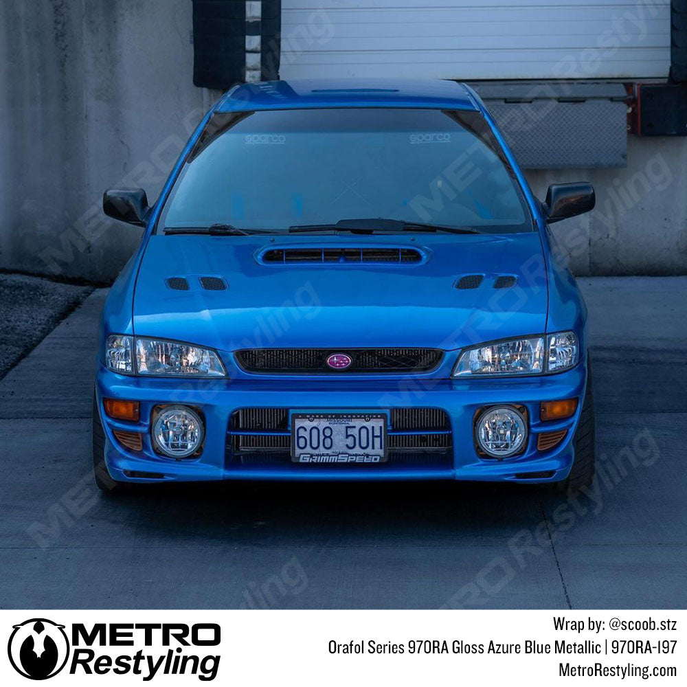 gloss blue subaru vinyl wrap