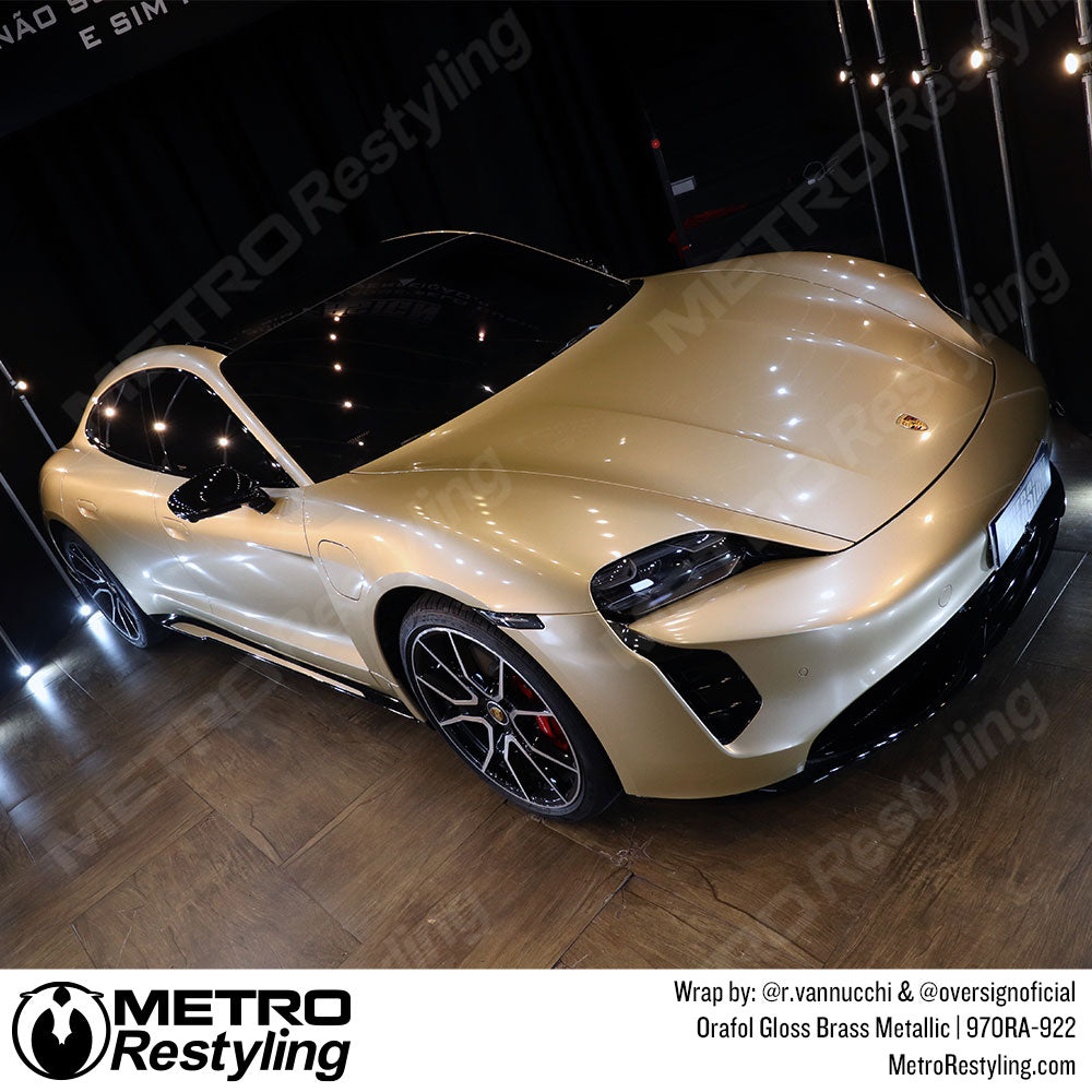 gloss tan metallic porsche wrap