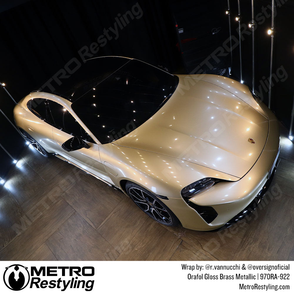 porsche brass metallic car wrap