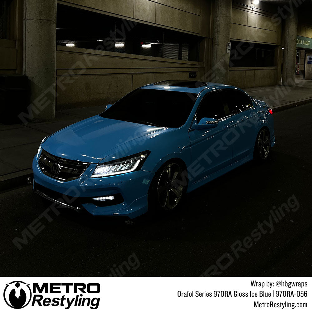 Vinyl Wrapped Gloss Ice Blue Honda Accord