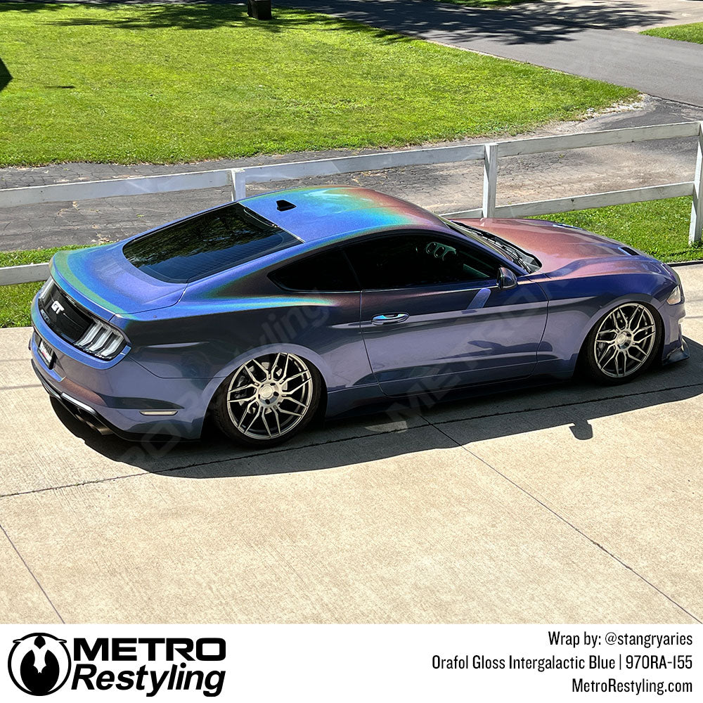 ford blue mustang wrap