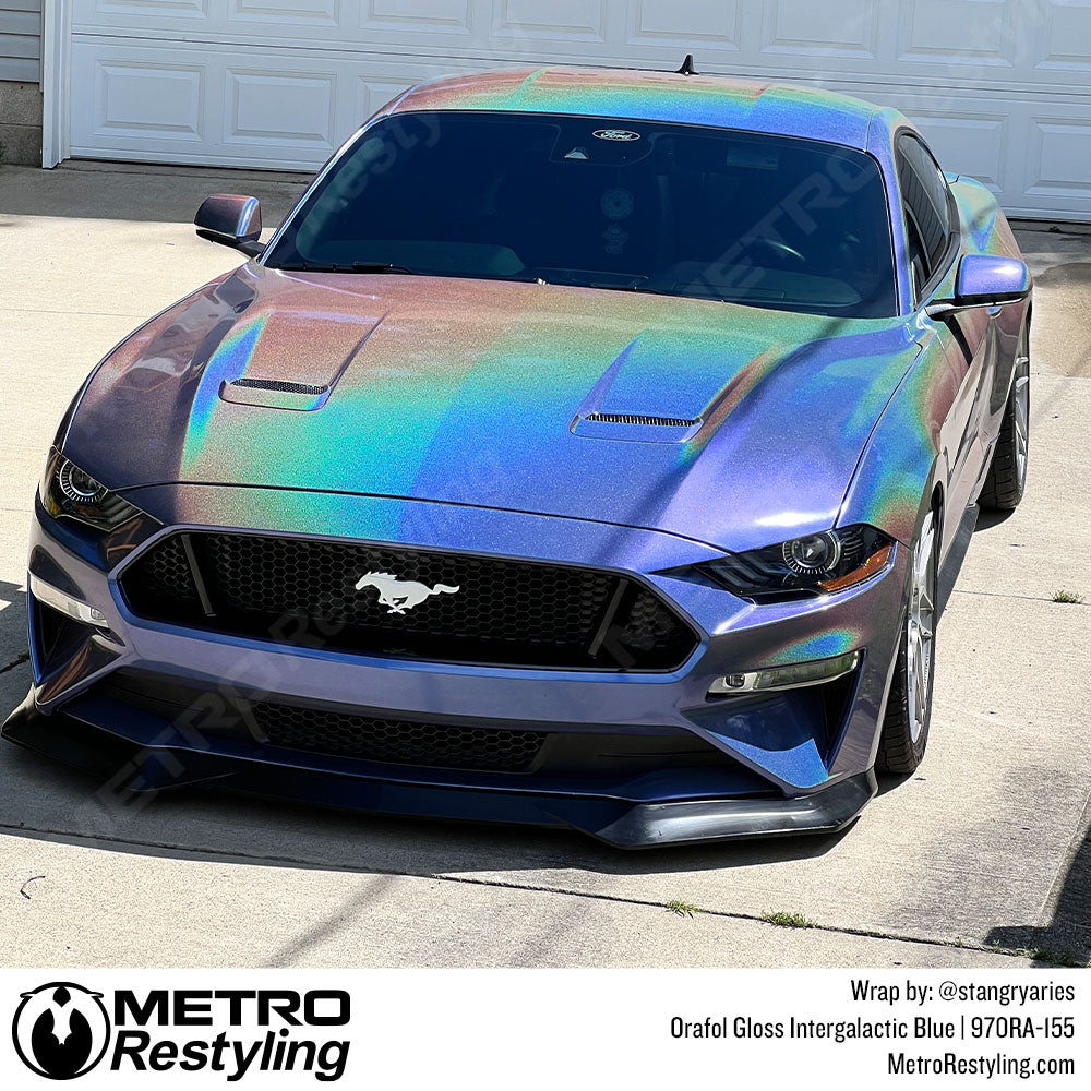 gloss blue mustang wrap