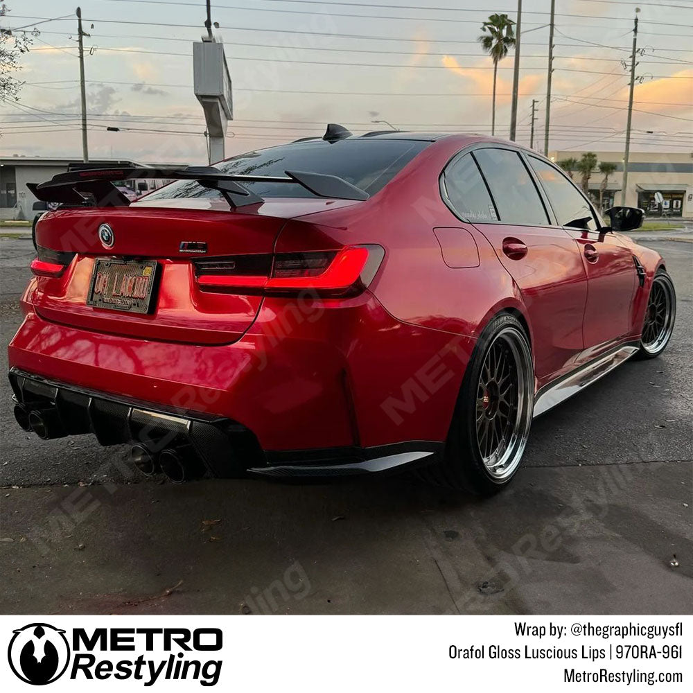 red bmw g80 wrap