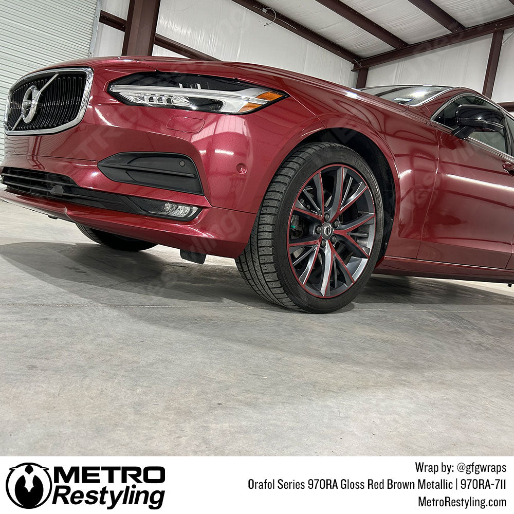 Gloss Red Brown Metallic Vinyl Wrapped Volvo