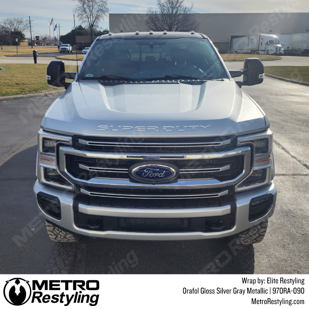 gloss silver truck wrap