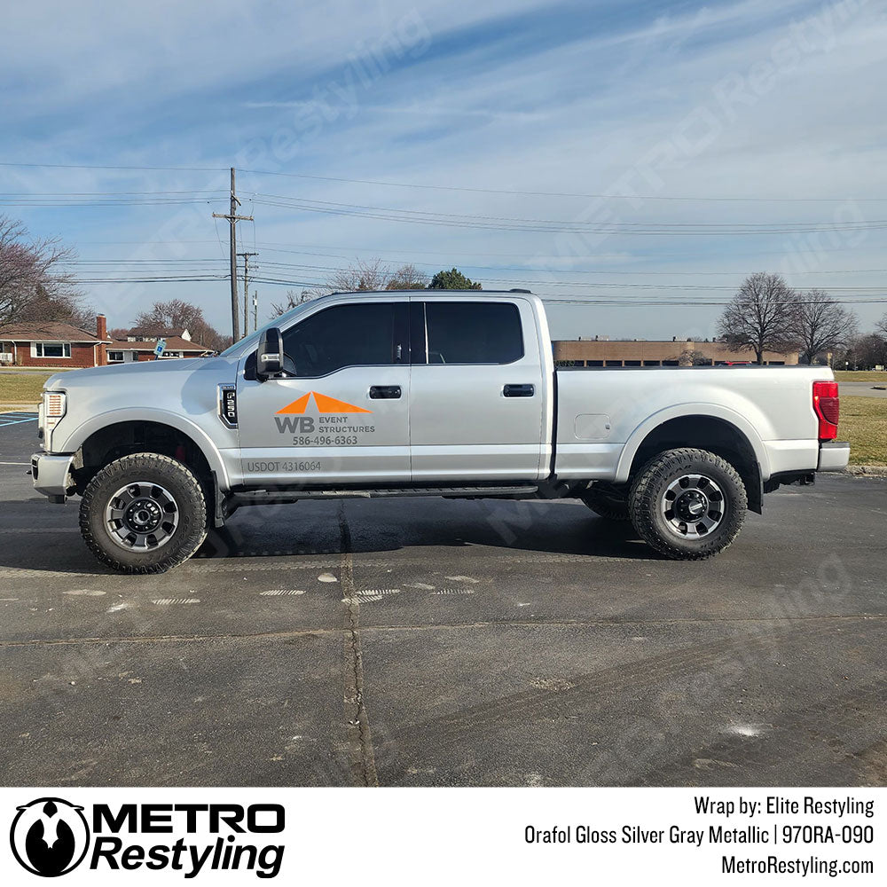 silver commercial truck wrap