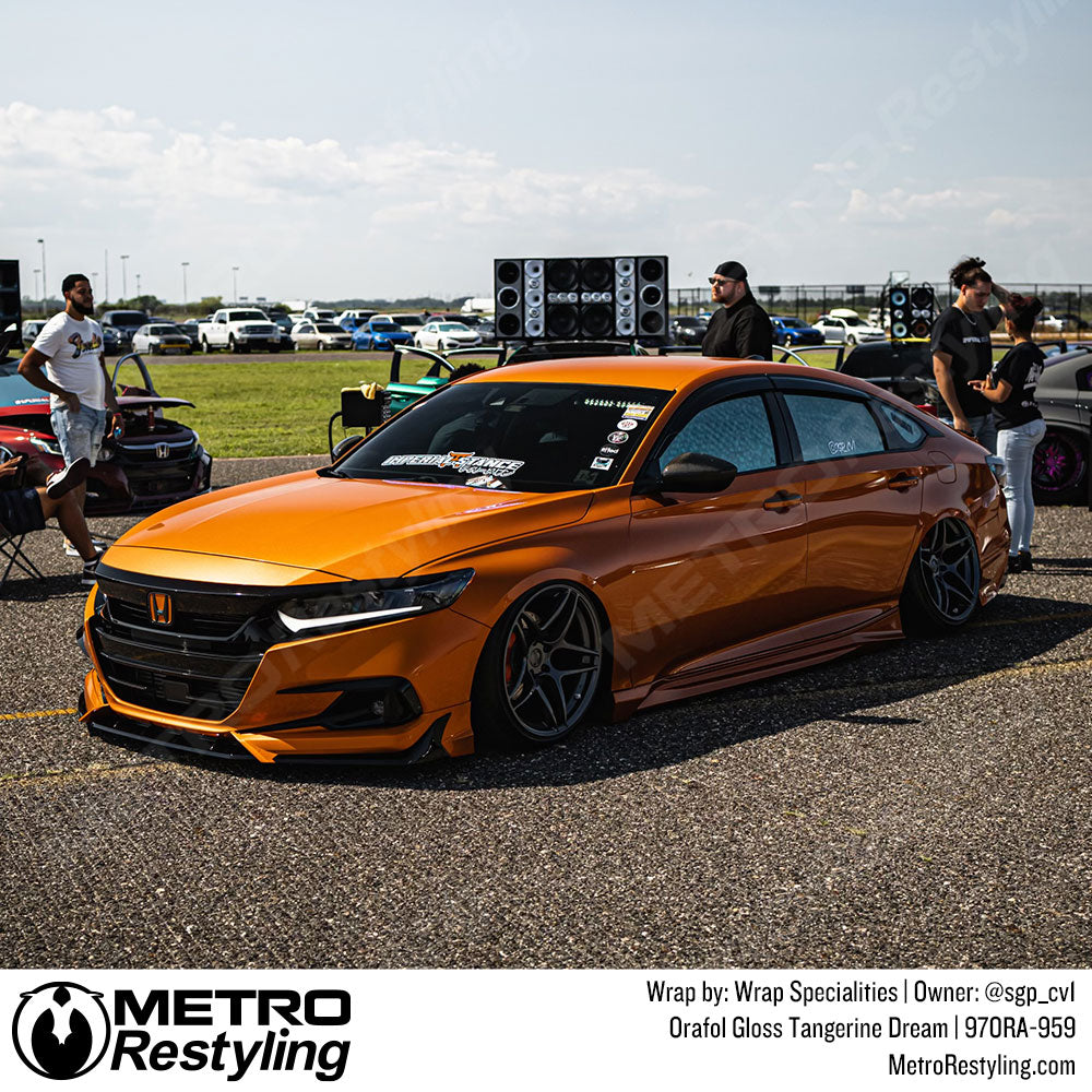 orange honda accord wrap