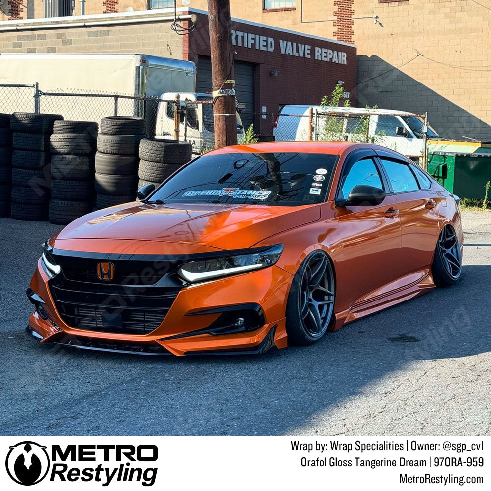 orange honda accord wrap