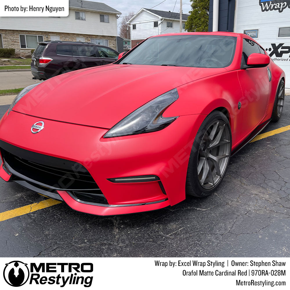 matte red nissan car wrap