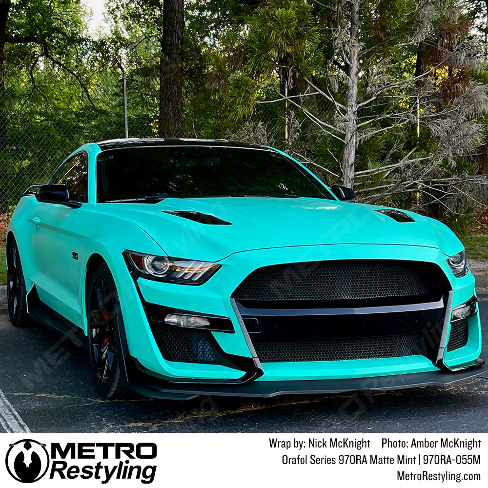 light blue mustang wrap