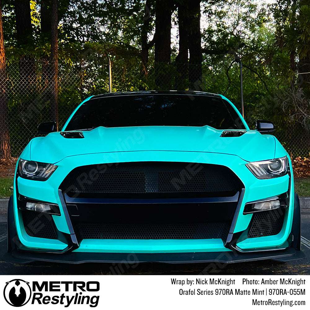 matte mint ford mustang wrap