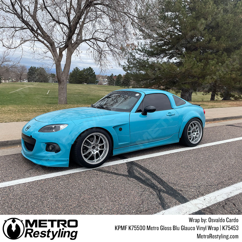 Mazda blue vinyl wrap