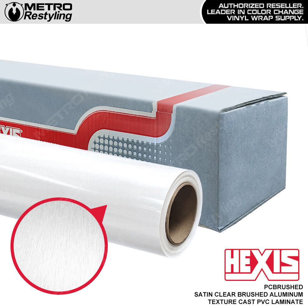 Hexis Satin Clear Brushed Aluminum Texture Cast PVC Laminate | PCBRUSHED
