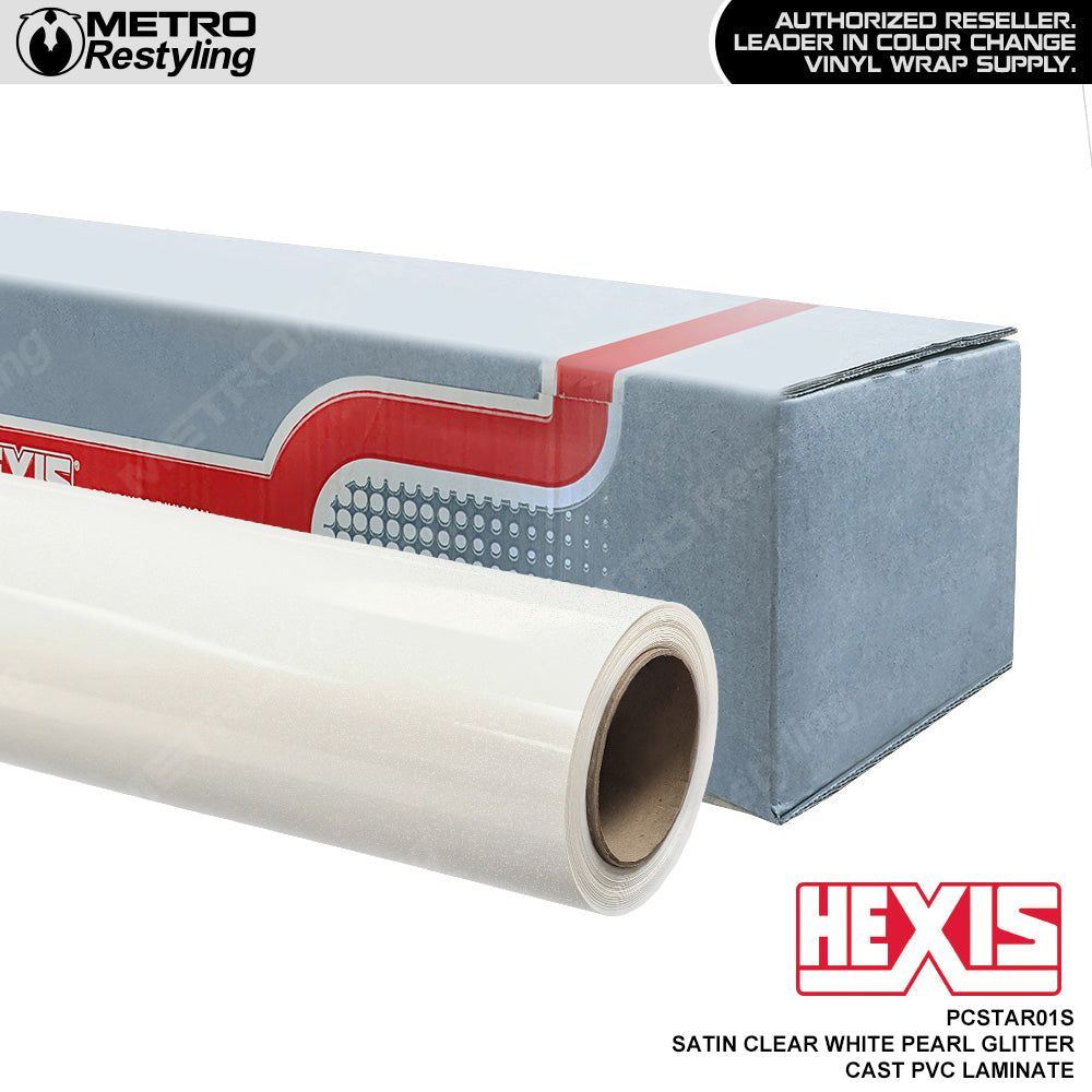 Hexis Satin Clear White Pearl Glitter Cast PVC Laminate | PCSTAR01S