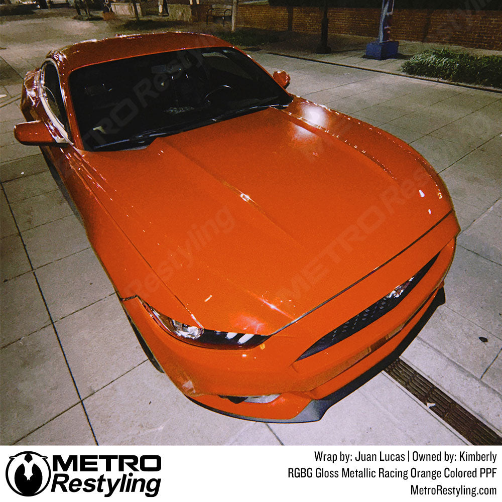 orange wrap ford mustang