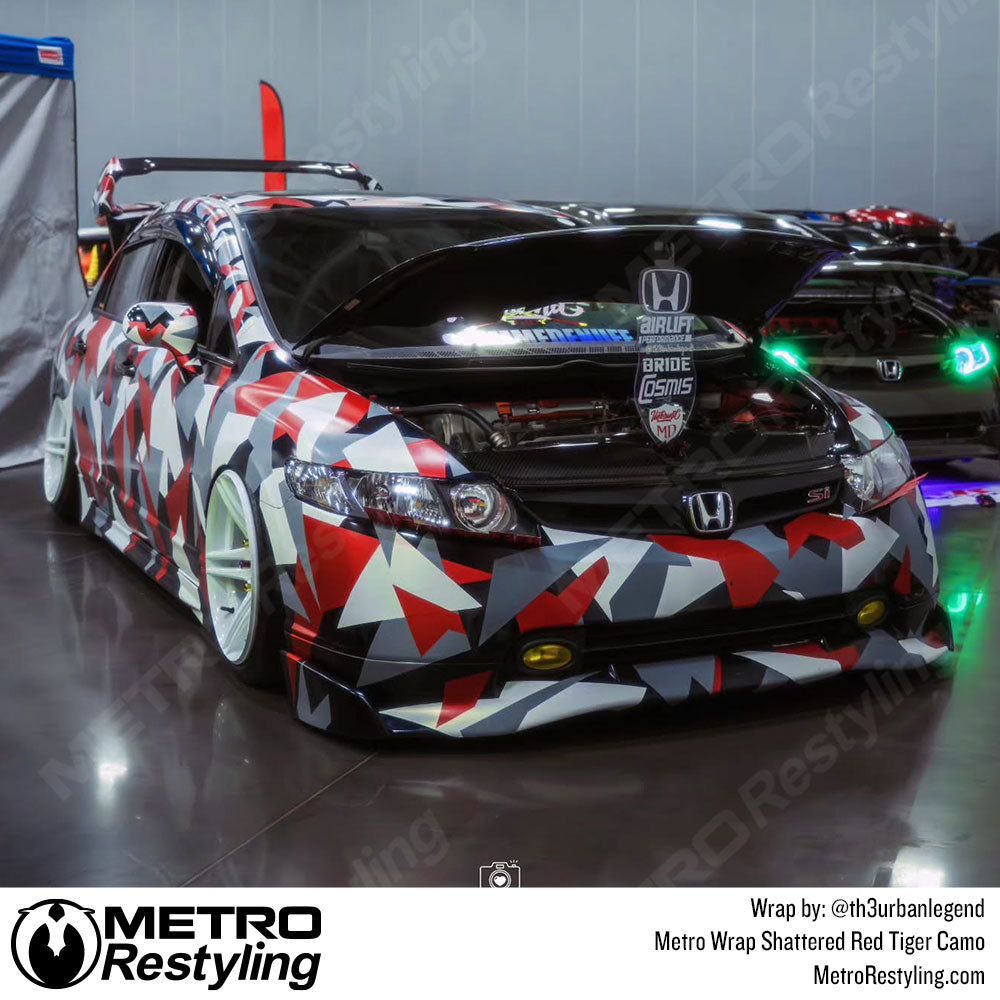 Red Tiger Camo Honda Civic Wrap