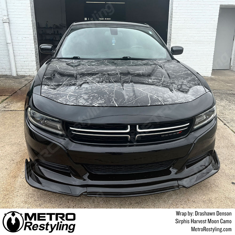 dodge charger with black camo wrap