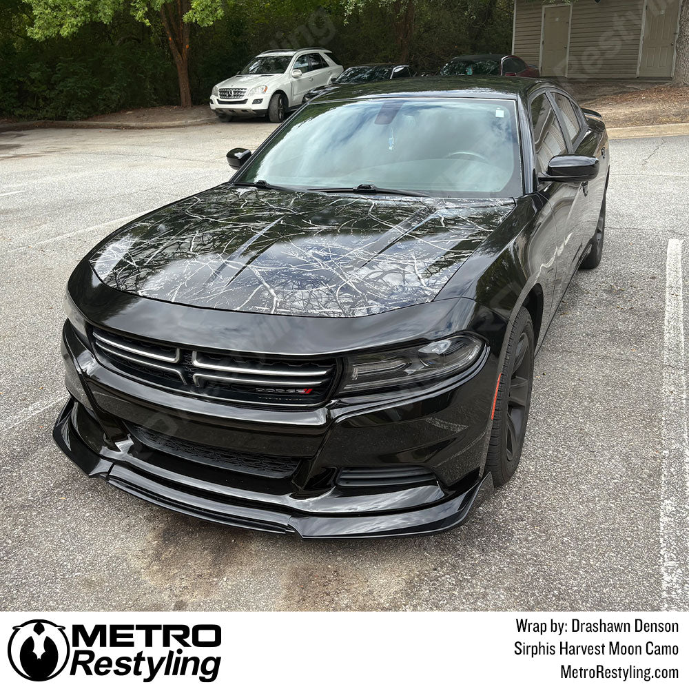 dodge charger with black camo wrap