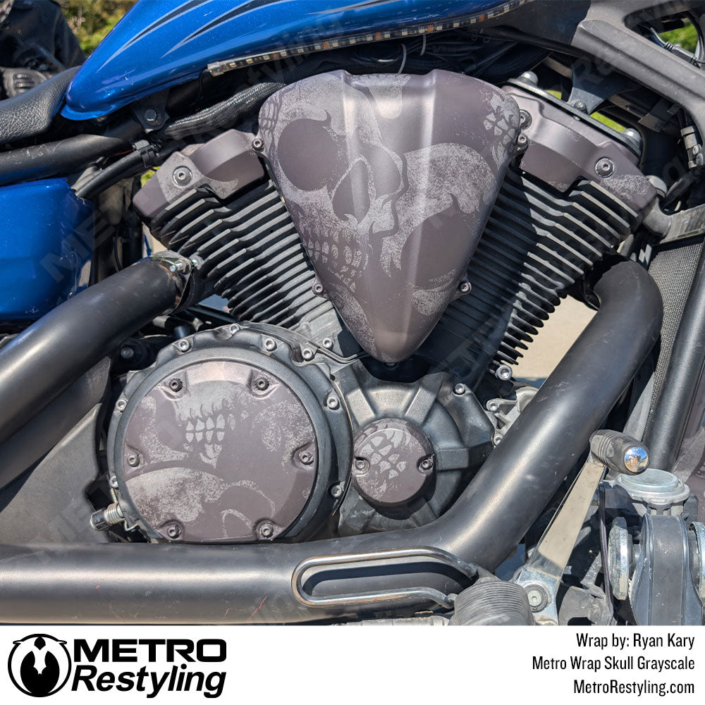 Yamaha Stryker in skull grayscale wrap